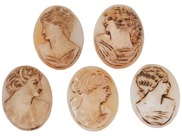 ANTIQUE 19TH C ITALIAN HAND CARVED SHELL CAMEOS