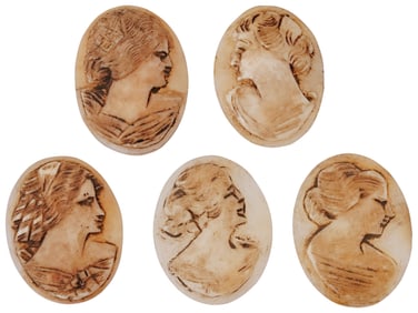 ANTIQUE 19TH C ITALIAN HAND CARVED SHELL CAMEOS