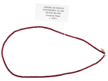ANTIQUE AMERICAN INDIAN CRANBERRY GLASS TRADE BEADS
