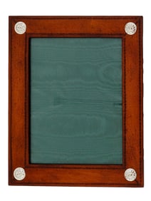 WILLIAM SCOTT LEATHER AND STERLING SILVER PHOTO FRAME