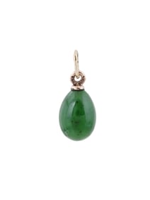 RUSSIAN CARVED JADE AND 14K GOLD EASTER EGG PENDANT