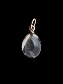 RUSSIAN CARVED SMOKY QUARTZ 14K GOLD EASTER EGG PENDANT