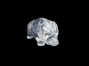 RUSSIAN GOLD DIAMONDS ROCK CRYSTAL BOAR FIGURINE