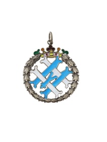 RUSSIAN 88 SILVER ENAMEL IMPERIAL MONOGRAM PENDANT