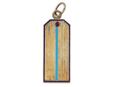 RUSSIAN SILVER ENAMEL MILITARY SHOULDER BOARD PENDANT