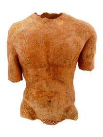VINTAGE NEOCLASSICAL TERRACOTTA MALE TORSO SCULPTURE