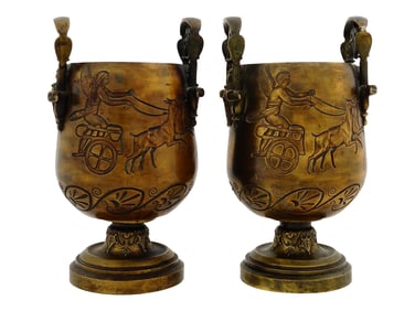 ANTIQUE EGYPTIAN REVIVAL GRAND TOUR BRONZE VASES