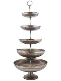 LARGE VINTAGE FRENCH 5 TIER SILVER DESSERT SERVER