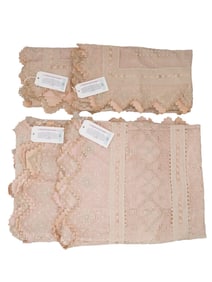 ANTIQUE SET OF FINE EMBROIDERED BED COVERINGS 1920S