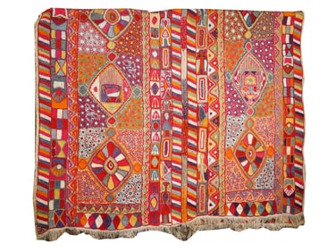 ANTIQUE IRAQI TRIBAL WEDDING HANDCRAFTED BLANKET