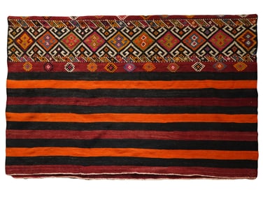 VINTAGE TURKISH KILIM AREA OUSHAK HANDMADE RUG TEXTILE