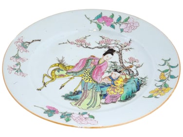 ANTIQUE QING CHINESE FAMILLE ROSE PORCELAIN PLATE