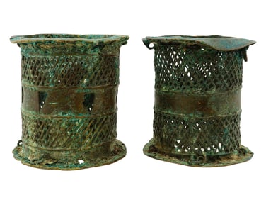 PAIR OF AFRICAN NIGERIA BENIN TRIBE IRON ARMLETS