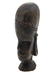 ANTIQUE EARLY 20TH C AFRICAN HAND CARVED WOODEN HEAD