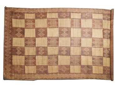 VINTAGE AFRICAN TUAREG LEATHER AND REED NOMAD MAT RUG