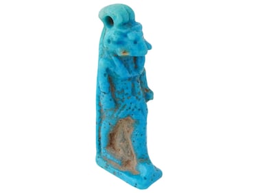 ANCIENT EGYPTIAN FAIENCE GLAZED AMULET OF GOD KHNUM