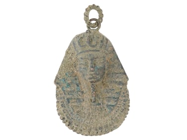 ANCIENT EGYPTIAN BRONZE PHARAOH PENDANT 305 TO 30 BC