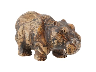 ANCIENT EGYPTIAN PTOLEMAIC CARVED MARBLE HIPPO FIGURE