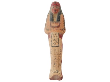 ANCIENT EGYPTIAN PAINTED CLAY USHABTI FIGURINE