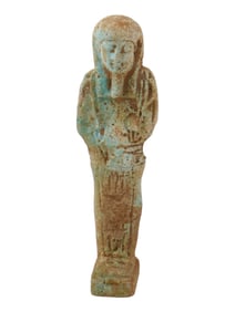 ANCIENT EGYPTIAN 26TH DYNASTY FAIENCE USHABTI FIGURINE