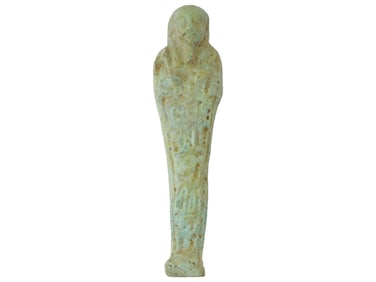 ANCIENT EGYPTIAN FAIENCE USHABTI FIGURINE CA 600 BC