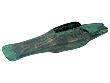 ANCIENT BRONZE AX HEAD ARMOR WITH CRAFTED EDGE