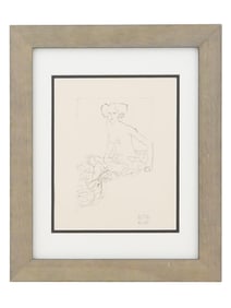 GUSTAV KLIMT AUSTRIAN ETCHING NUDE FEMALE SIGNED