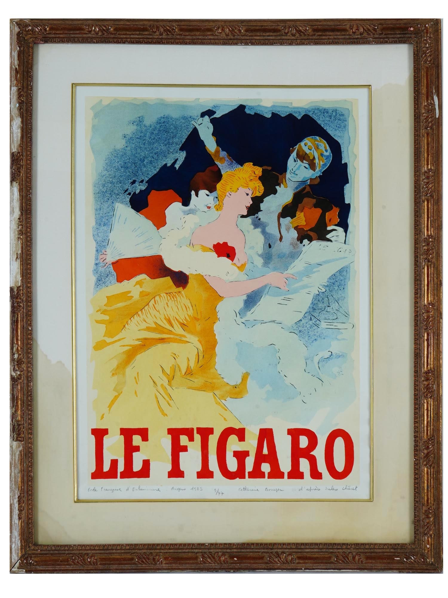 FRENCH ART NOUVEAU FIGARO POSTER AFTER CHERET SIGNED (1 of 6)