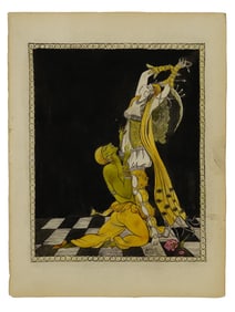 ATTR TO GEORGE BARBIER FRENCH WATERCOLOR PAINTING