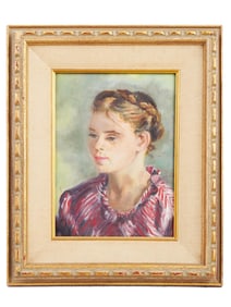 MID CENTURY OIL PORTRAIT PAINTING BY ELAINE LUND