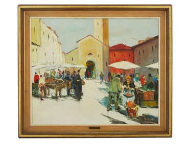 ITALIAN CITYSCAPE OIL PAINTING BY ARMANDO BUSA