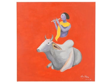 INDIAN OIL PAINTING IN THE STYLE OF MANJIT BAWA