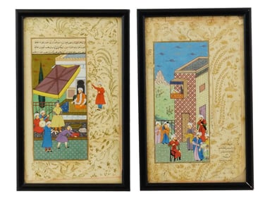 ANTIQUE 19TH C INDIAN MUGHAL MINIATURE PAINTINGS