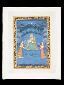 INDIAN RAJASTHANI SCHOOL OIL MINI PAINTING ON SILK