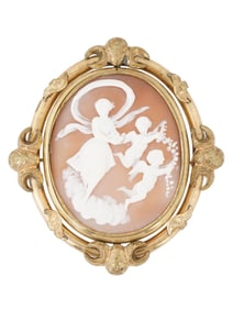 ANTIQUE VICTORIAN HAND CARVED CAMEO BROOCH PENDANT