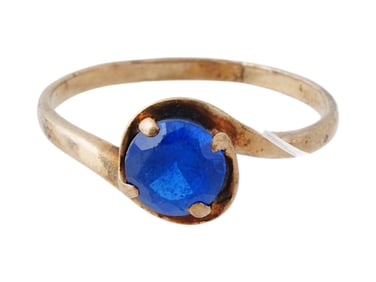 VINTAGE 10K GOLD SAPPHIRE COCKTAIL RING