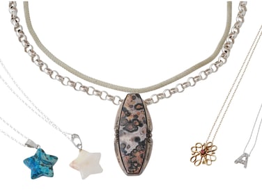 VINTAGE SILVER AND GOLD PENDANT NECKLACES