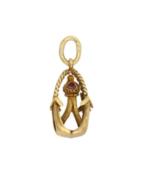 RUSSIAN 88 GILT SILVER ANCHOR EASTER EGG PENDANT