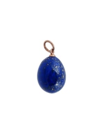 14K GOLD RUSSIAN LAPIS LAZULI EASTER EGG PENDANT