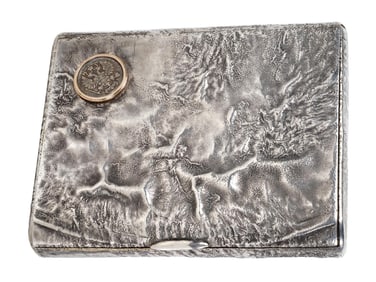 RUSSIAN SILVER SAMORODOK CIGARETTE CASE WITH COIN