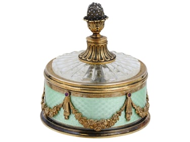 RUSSIAN SILVER ENAMEL DIAMONDS BOX BY FABERGE