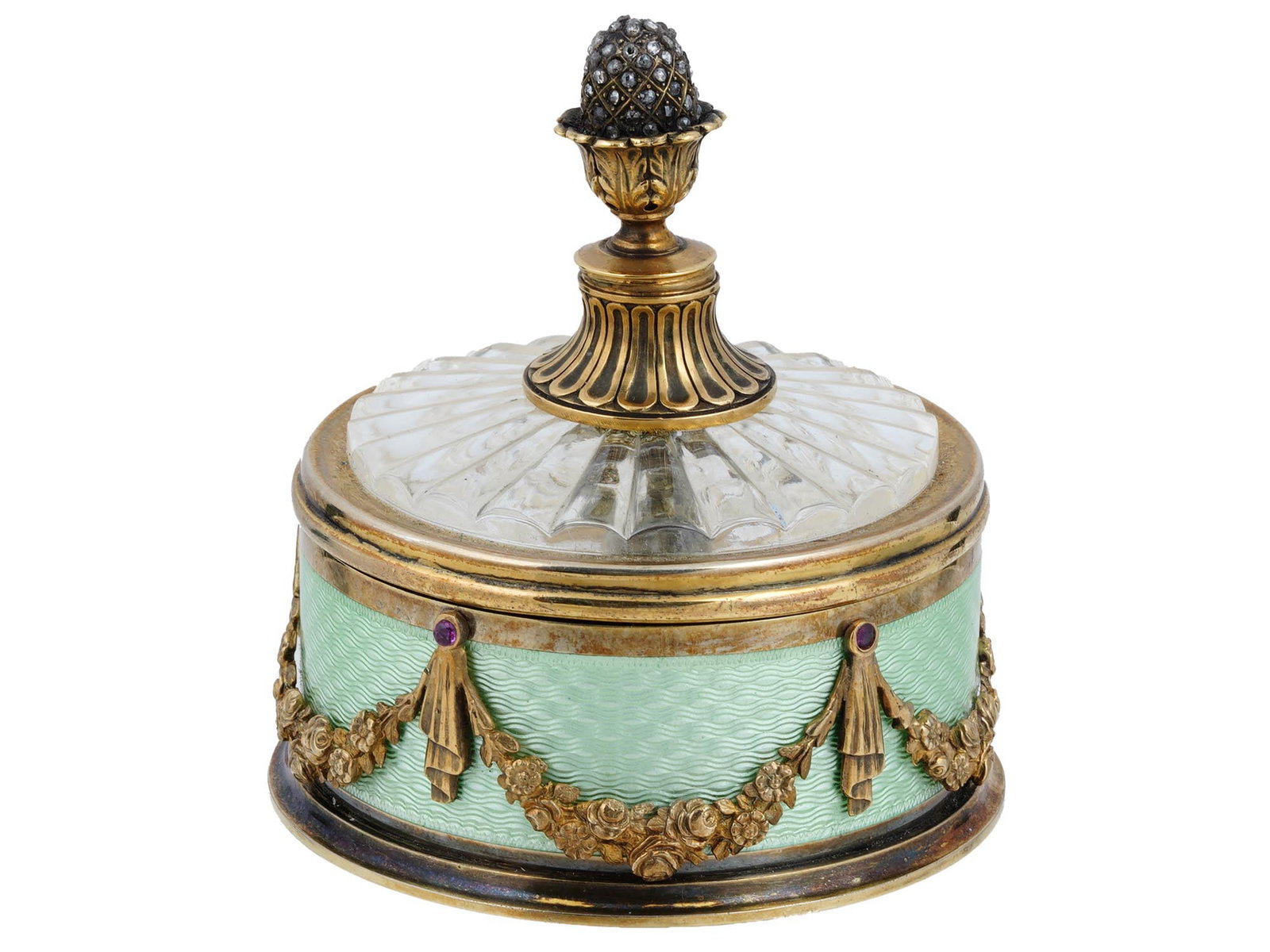 RUSSIAN SILVER ENAMEL DIAMONDS BOX BY FABERGE (1 of 9)