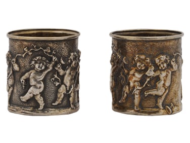 PAIR OF ANTIQUE RUSSIAN SILVER GILT CUPS, 18TH C.
