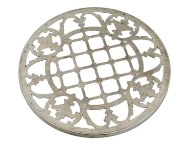 VINTAGE STERLING SILVER OVERLAY GLASS TRIVET