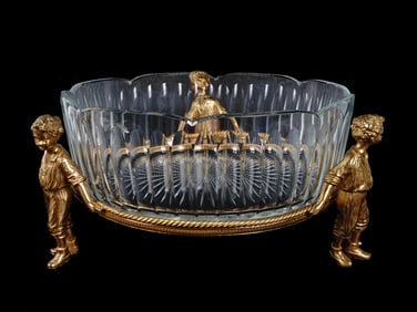 BACCARAT GILT BRONZE AND CRYSTAL CENTERPIECE BOWL