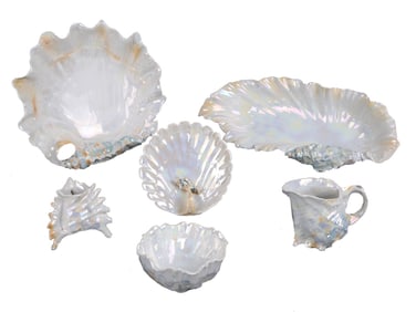 ROYAL BAYREUTH PORCELAIN CONCH SHELL BOWLS AND VASES
