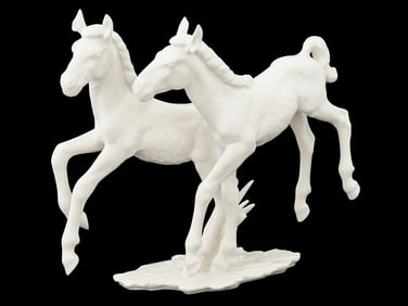 VTG GERMAN HUTSCHENREUTHER PORCELAIN SCULPTURE HORSES
