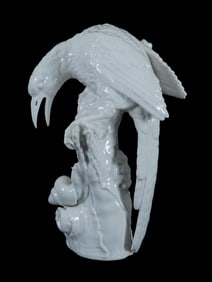 LARGE ANTIQUE GERMAN KPM PORCELAIN BIRD FIGURE