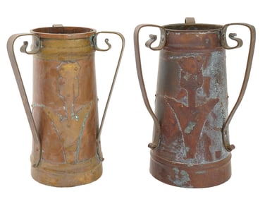IMPERIAL RUSSIAN ARTS AND CRAFTS COPPER BRASS VASES