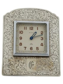 ANTIQUE BIRKS STERLING SILVER 8 DAYS TABLE CLOCK